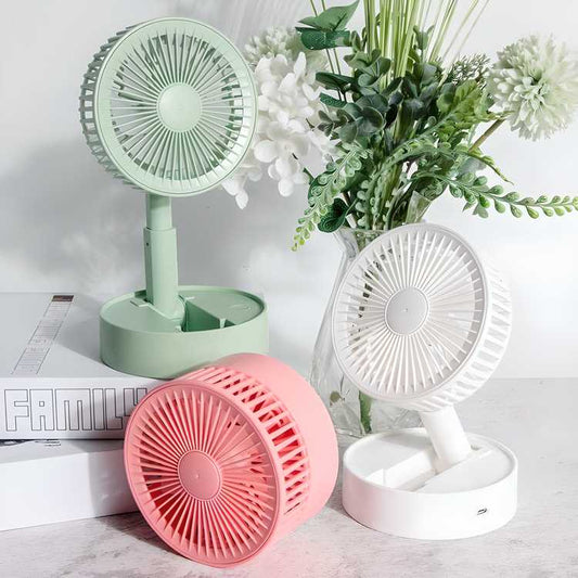 Adjustable Height Telescopic Standing Fan Rechargeable Pedestal Fan